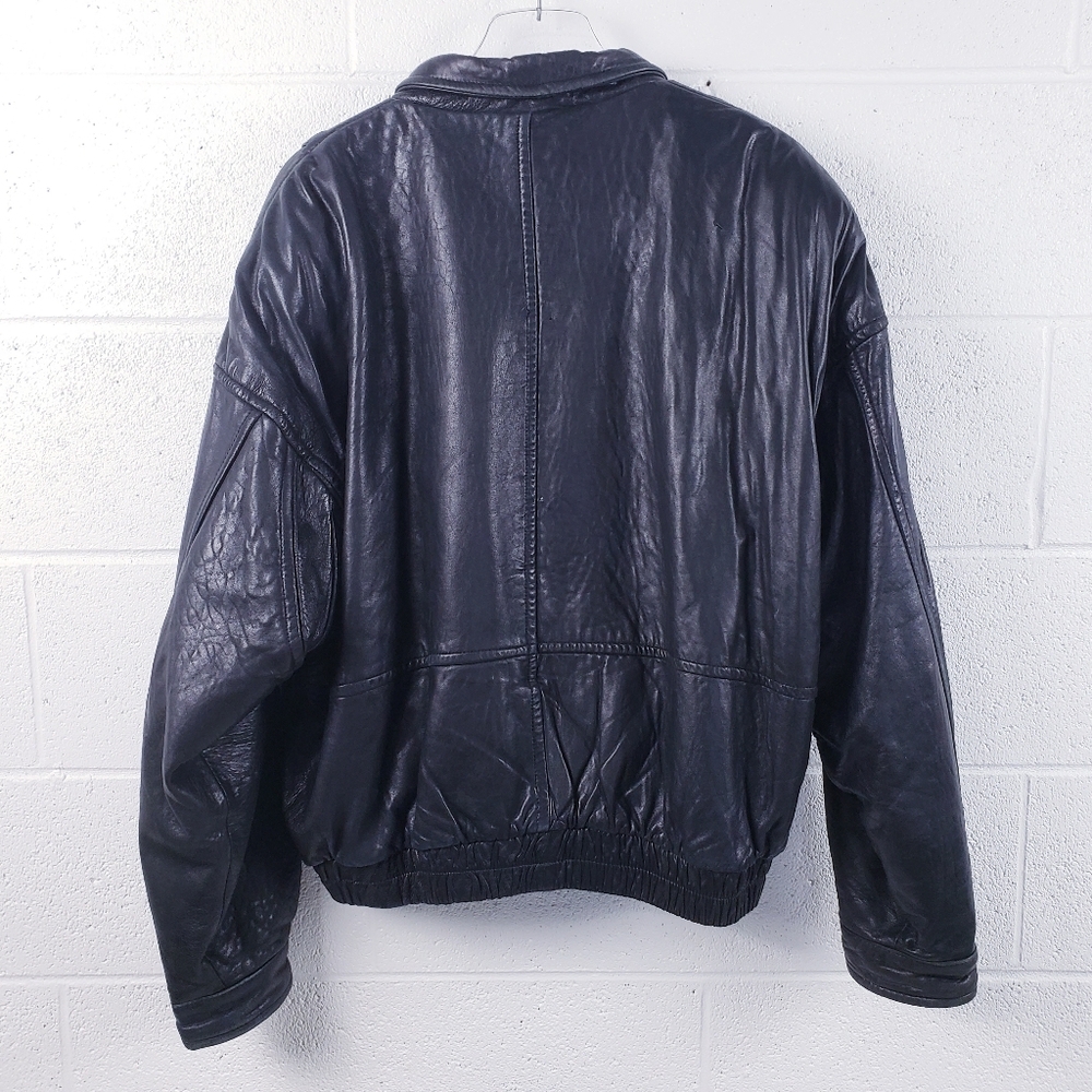 Vintage Robert Comstock Genuine Leather Casual Bomber Jacket Men's Size Large - Picture 2 of 13